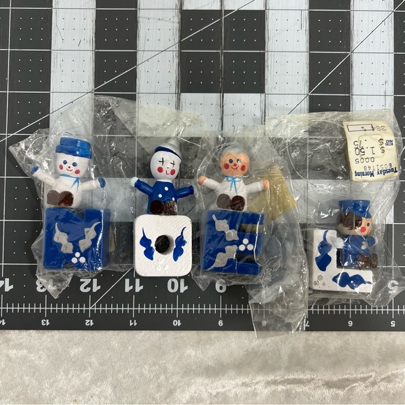 Vintage Christmas ornaments set of 15 blue white made in Taiwan nwt snowmen - Picture 3 of 13